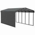 Arrow Storage Products Galvanized Steel Carport, W/ 1-Sided Enclosure, Compact Car Metal Carport Kit, 12'x24'x9', Charcoal CPHC122409ECL1